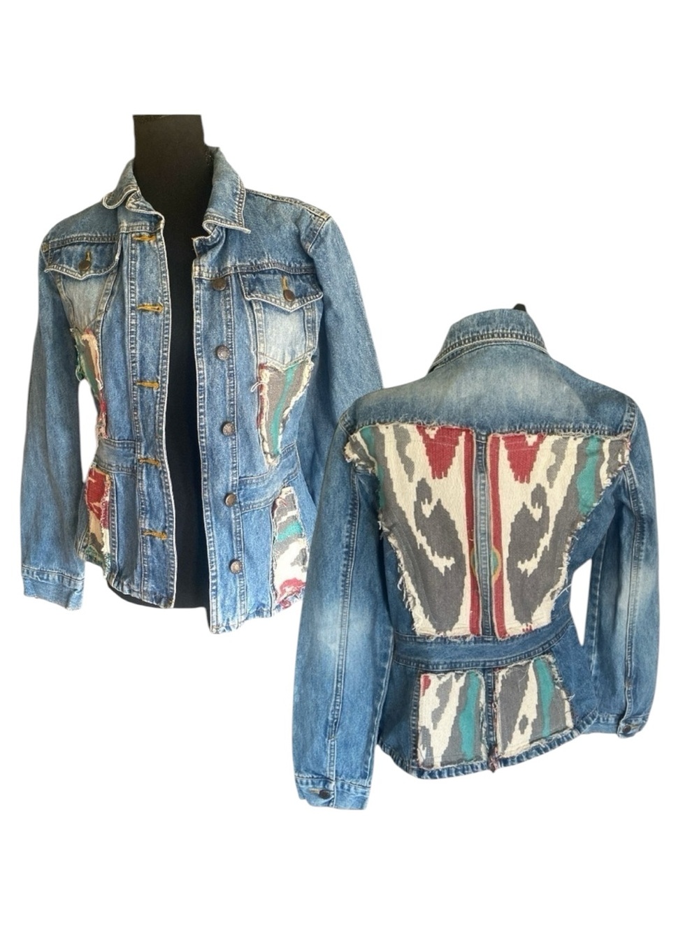 PERISCOPE AUTHENTIC PS-3983 Embroidered Patch Denim Jacket Front/Back Medium